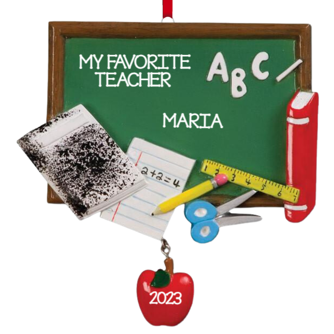 Personalized Blackboard Teacher Ornament - Custom Holiday Gift