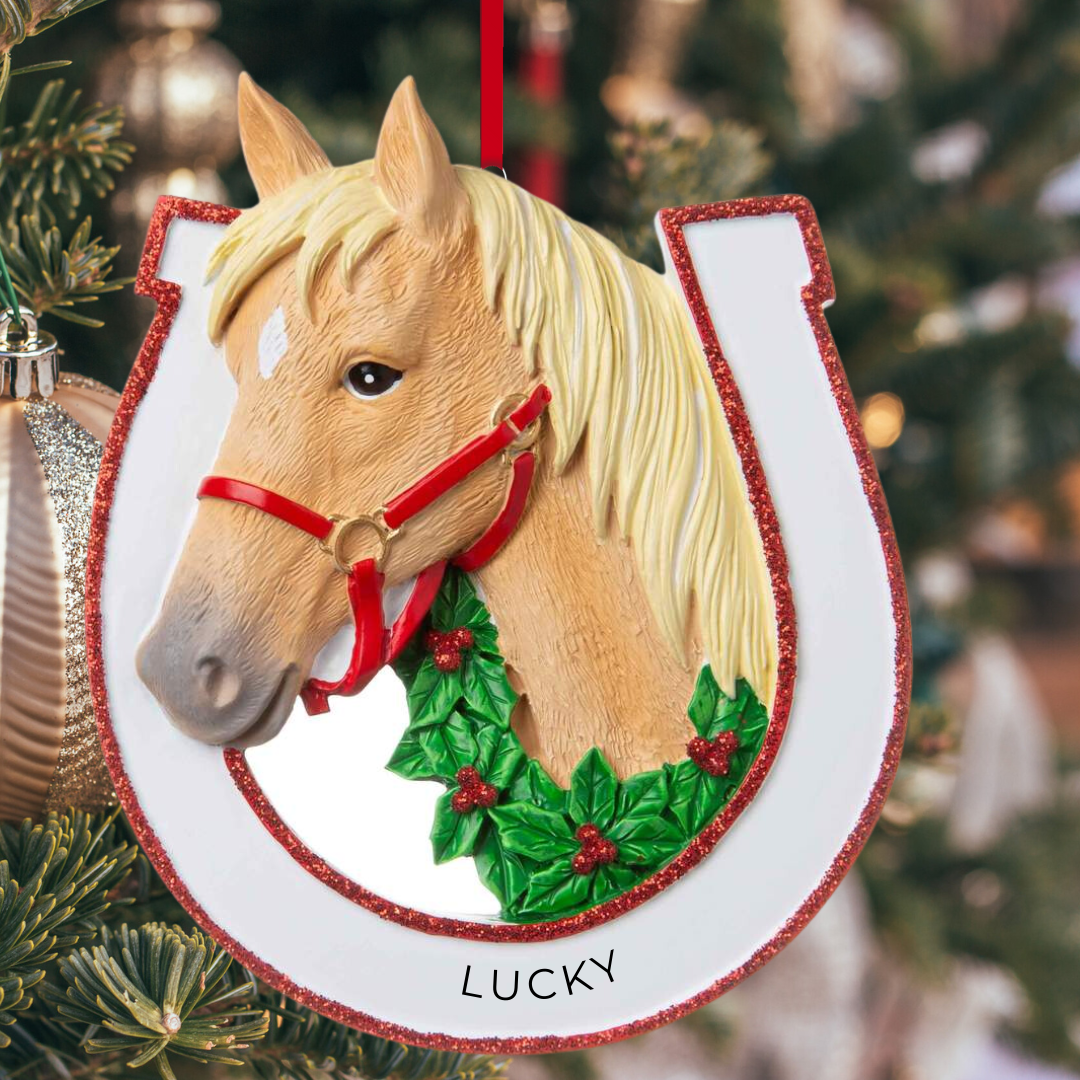 Personalized Blonde Horse Ornament - Custom Holiday Gift