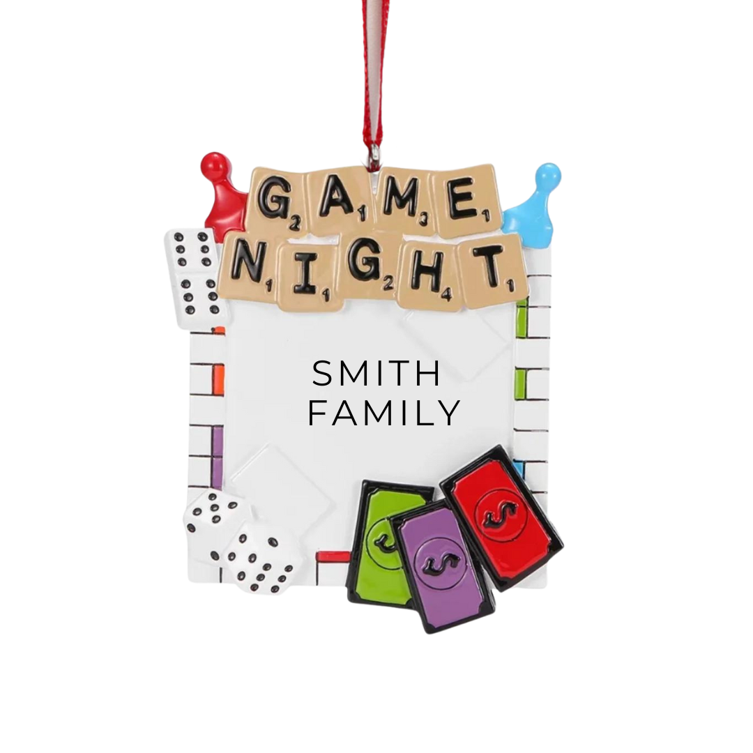 Personalized Board Game Night Ornament - Custom Holiday Gift