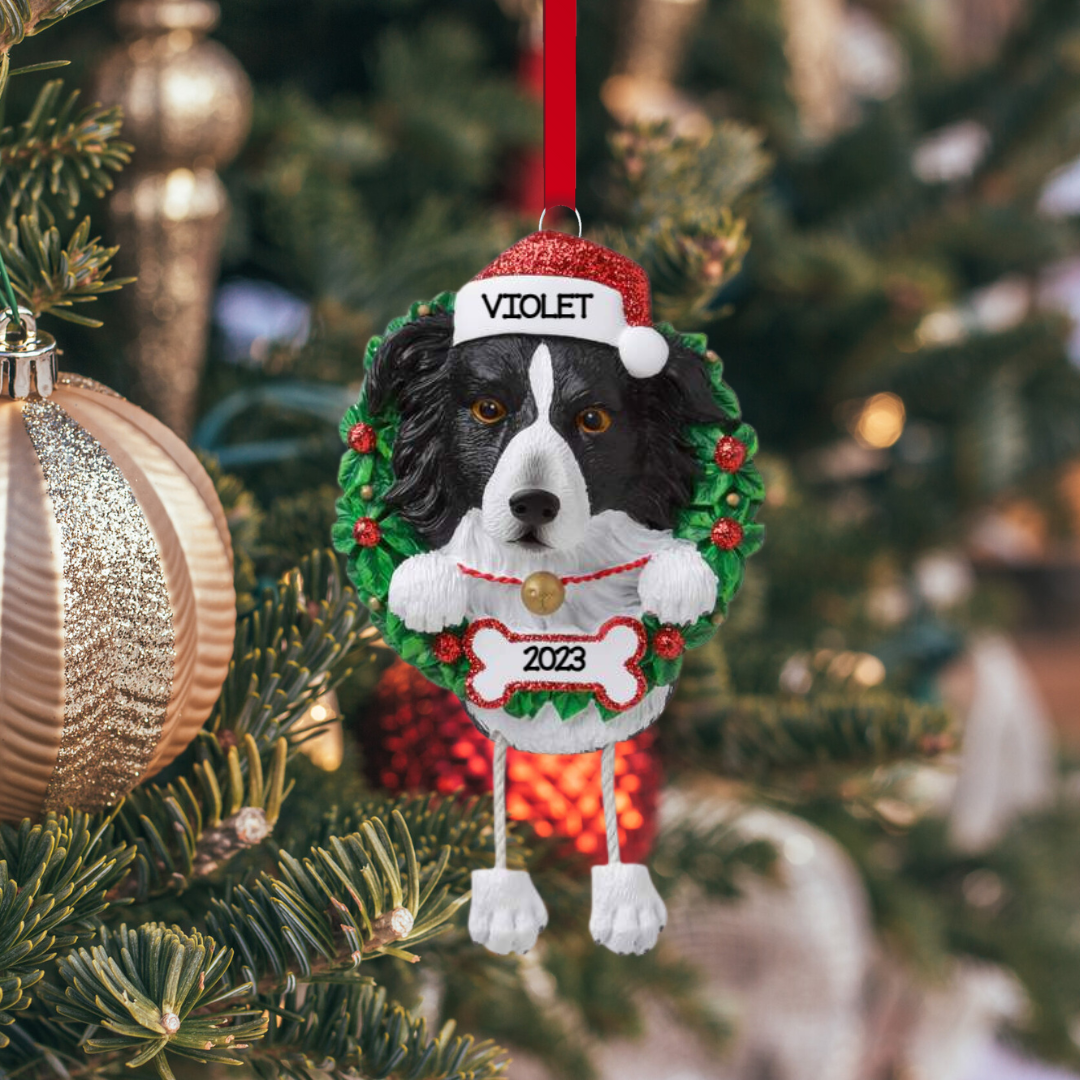 Personalized Border Collie Dog Ornament - Custom Holiday Gift