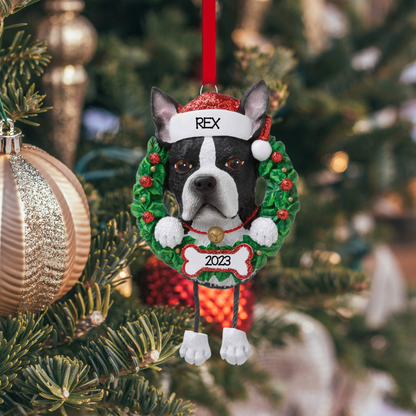 Personalized Boston Terrier Dog Ornament - Custom Holiday Gift