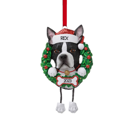 Personalized Boston Terrier Dog Ornament - Custom Holiday Gift