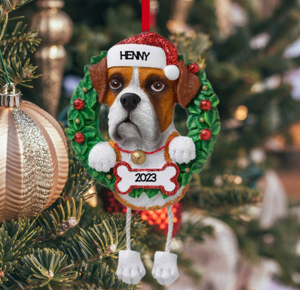 Personalized Boxer Dog Ornament - Custom Holiday Gift