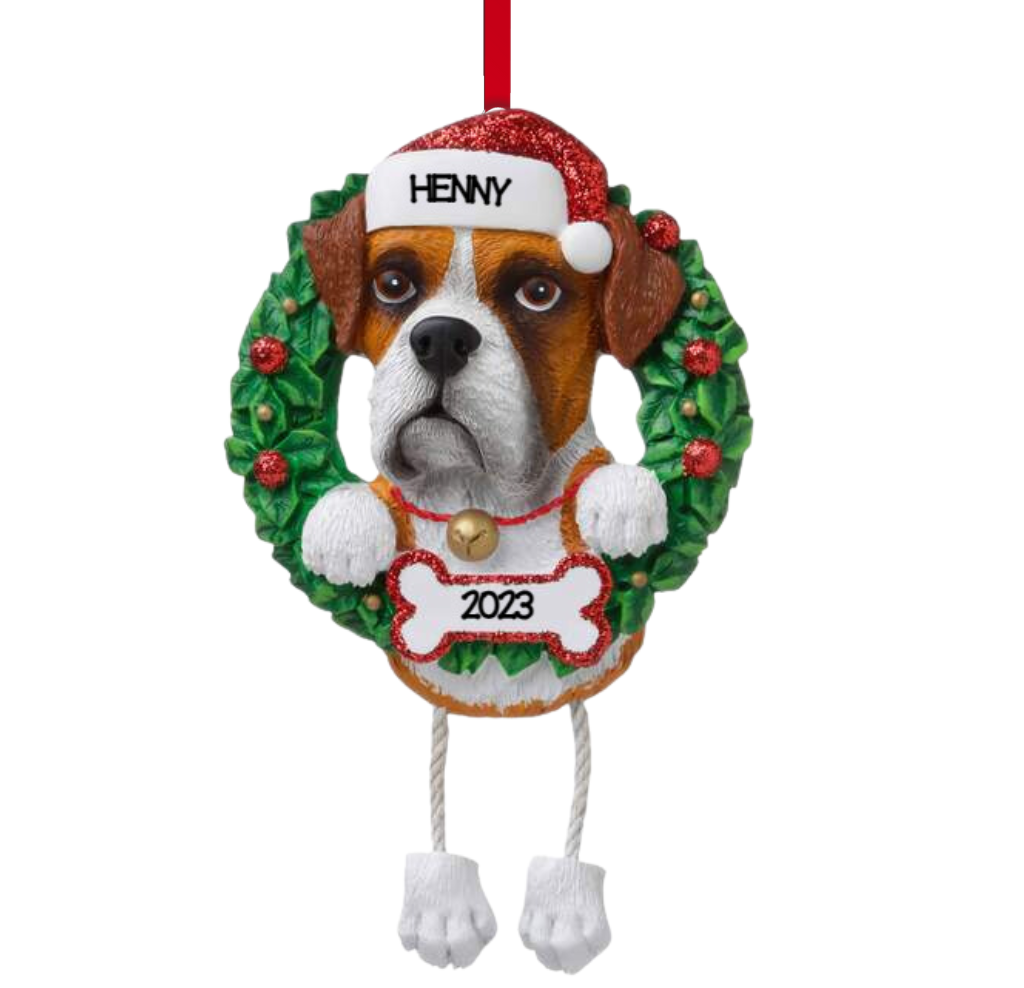 Boxer Dog Ornament2 Personalized - Custom Holiday Gift