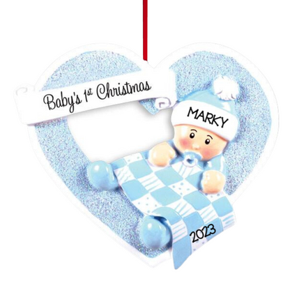 Personalized Boy & Girl in Heart Baby Ornament - Custom Holiday Gift