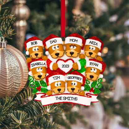 Brown Bear Family of 8 Ornament