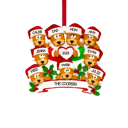 Brown Bear Family of 9 Ornament