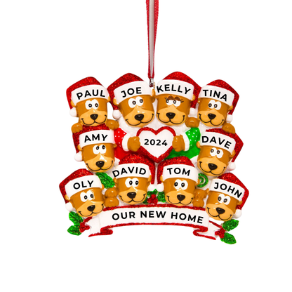 Personalized Brown Bear Family of 10 Ornament - Custom Holiday Gift