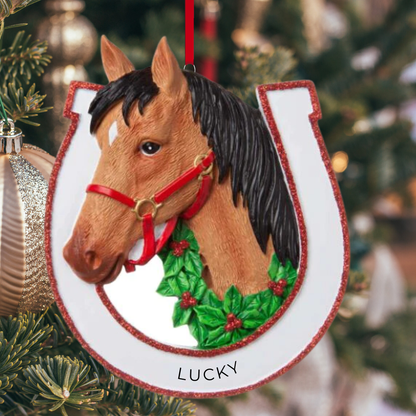 Personalized Brown Horse Ornament - Custom Holiday Gift