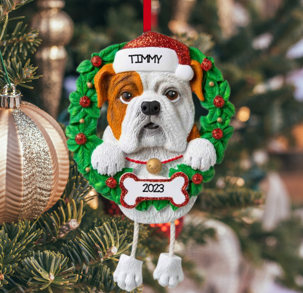 Personalized Bulldog Dog Ornament - Custom Holiday Gift