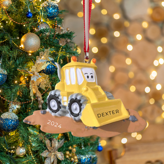 Personalized Bulldozer Ornament - Custom Holiday Gift