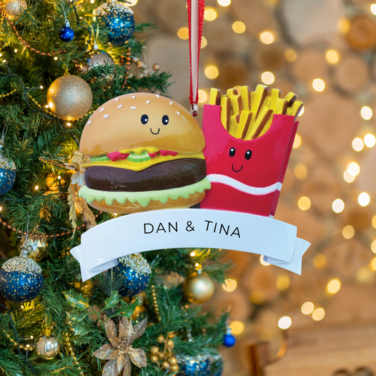 Personalized Burger & Fries Ornament - Custom Holiday Gift