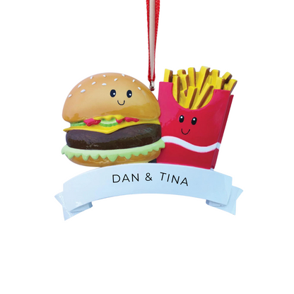 Personalized Burger & Fries Ornament - Custom Holiday Gift