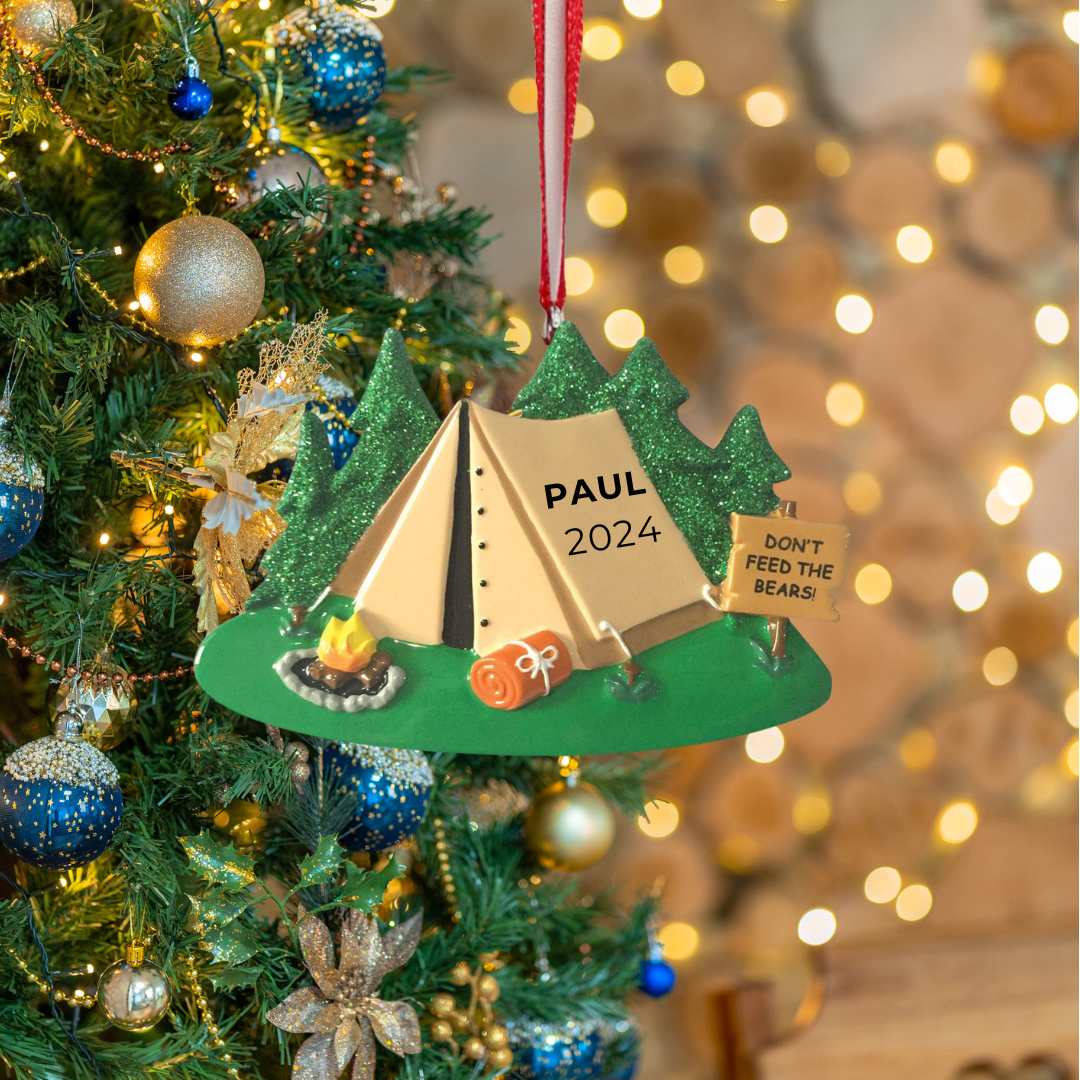 Personalized Camping Tent Ornament - Custom Holiday Gift