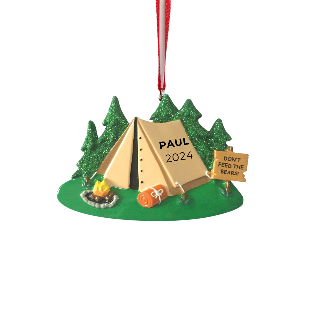 Personalized Camping Tent Ornament - Custom Holiday Gift