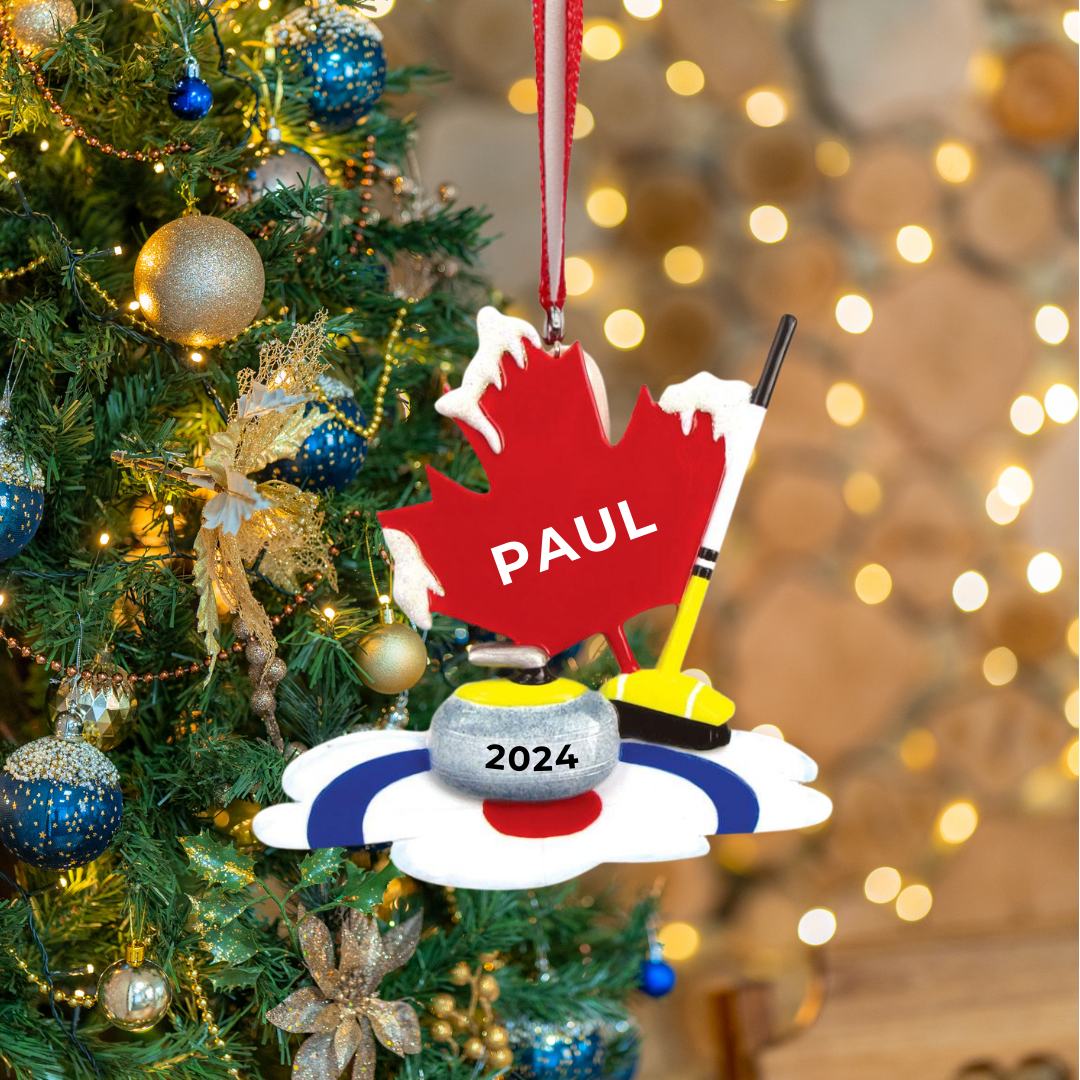 Personalized Canadian Curling Ornament - Custom Holiday Gift