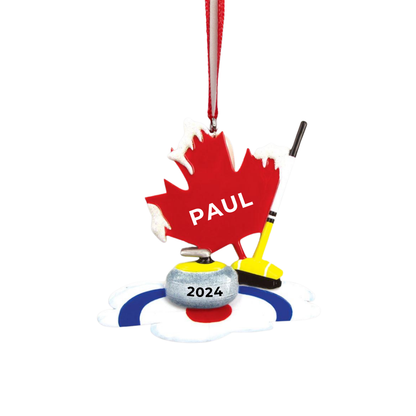 Personalized Canadian Curling Ornament - Custom Holiday Gift