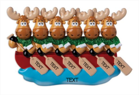 Canoe Moose Family of 6 Ornament