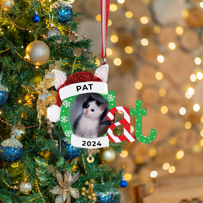 Personalized Cat Frame Ornament - Custom Holiday Gift