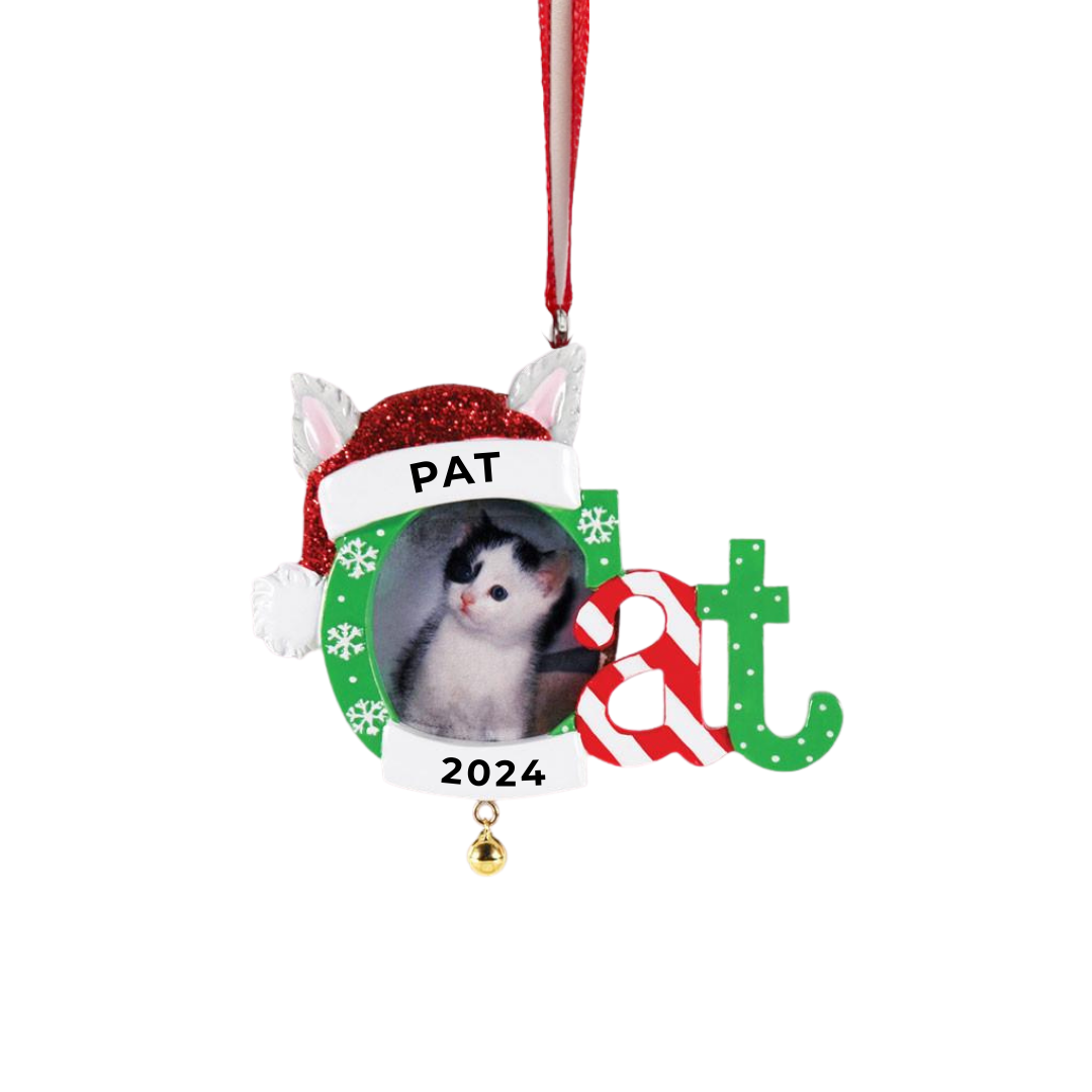 Personalized Cat Frame Ornament - Custom Holiday Gift