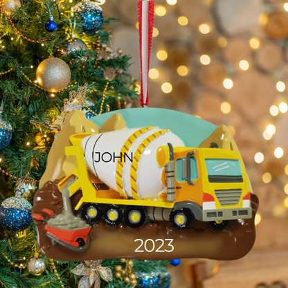 Personalized Cement Truck Ornament - Custom Holiday Gift