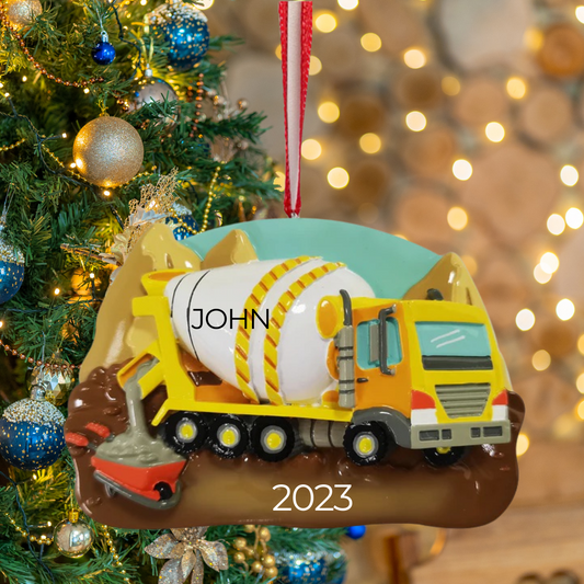 Personalized Cement Truck Ornament - Custom Holiday Gift