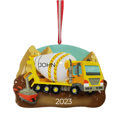 Personalized Cement Truck Ornament - Custom Holiday Gift