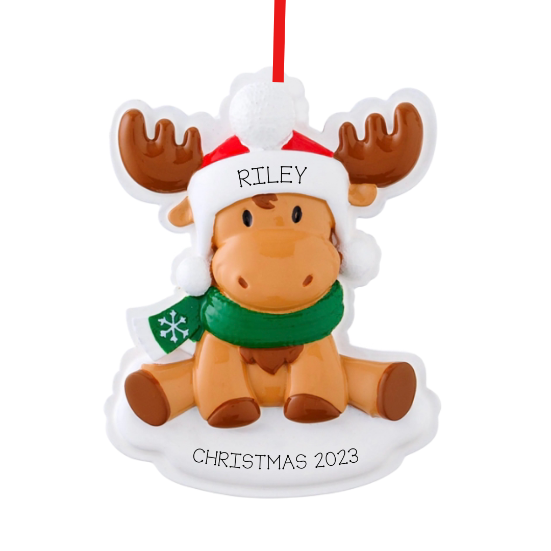 Personalized Christmas Moose Ornament - Custom Holiday Gift