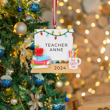 Personalized Christmas White Board for Teacher Ornament - Custom Holiday Gift