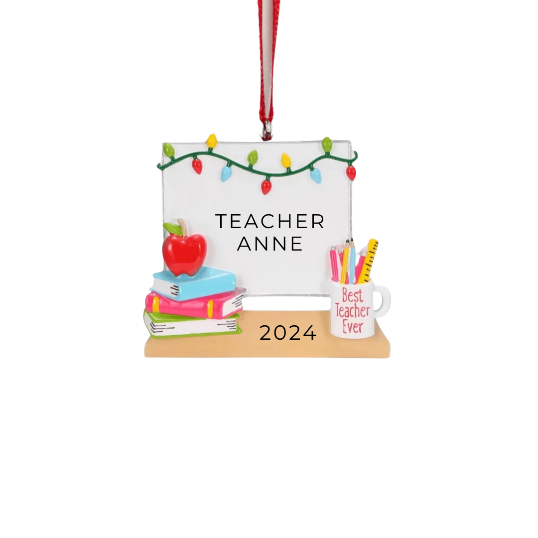 Personalized Christmas White Board for Teacher Ornament - Custom Holiday Gift