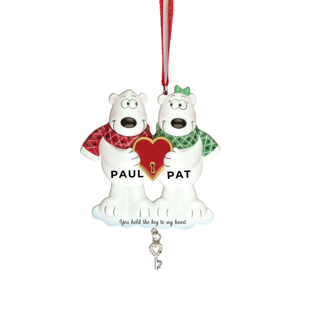 Personalized Couple Key to My Heart Ornament - Custom Holiday Gift