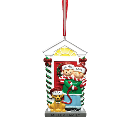 Personalized Couple with a Dog Ornament - Custom Holiday Gift