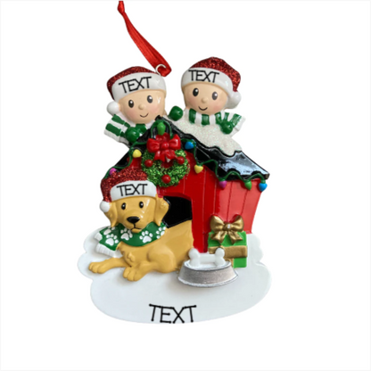 Couple with Dog in Doghouse Ornament