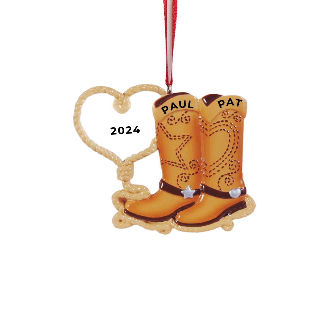 Personalized Cowboy Boots Ornament - Custom Holiday Gift