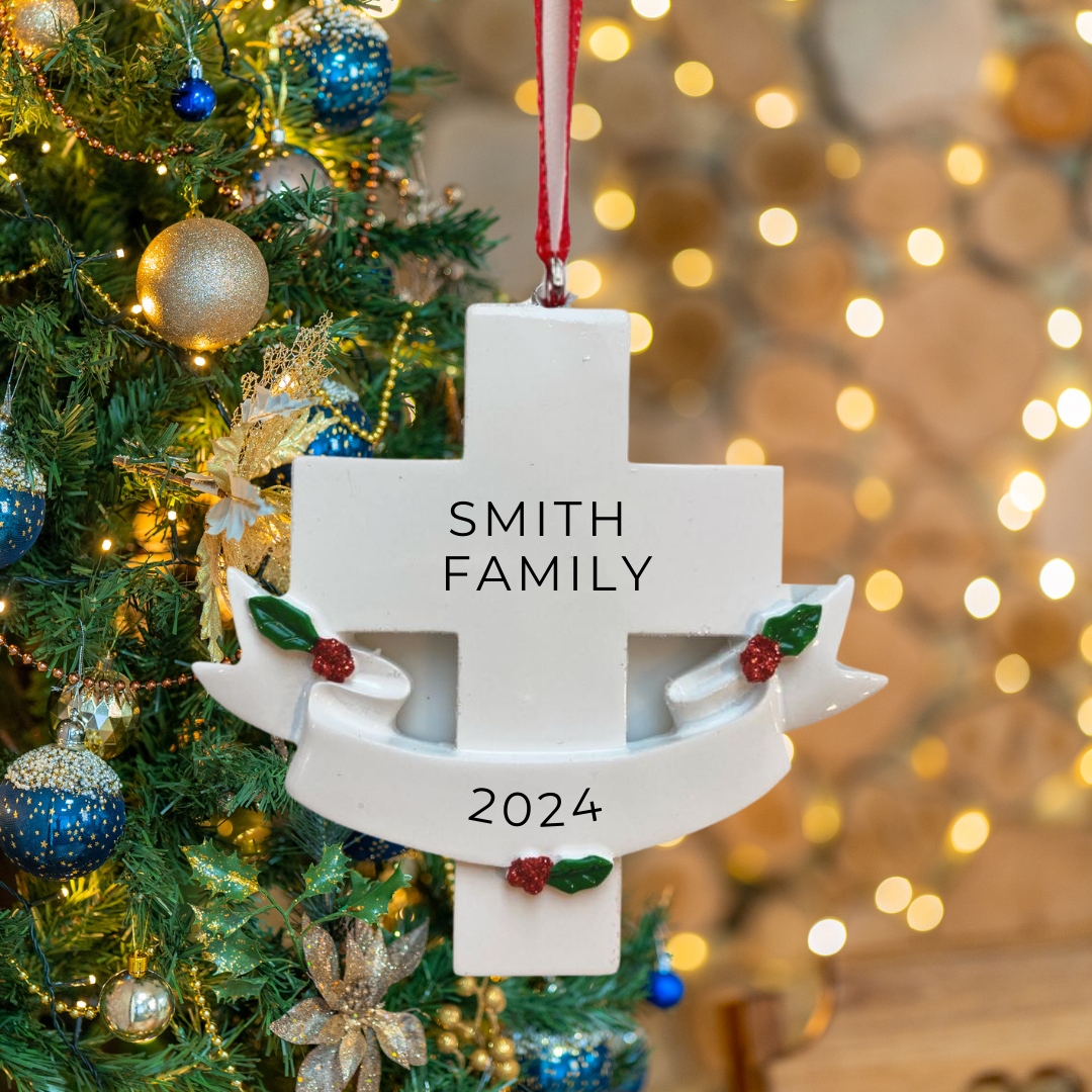 Personalized Cross Ornament - Custom Holiday Gift