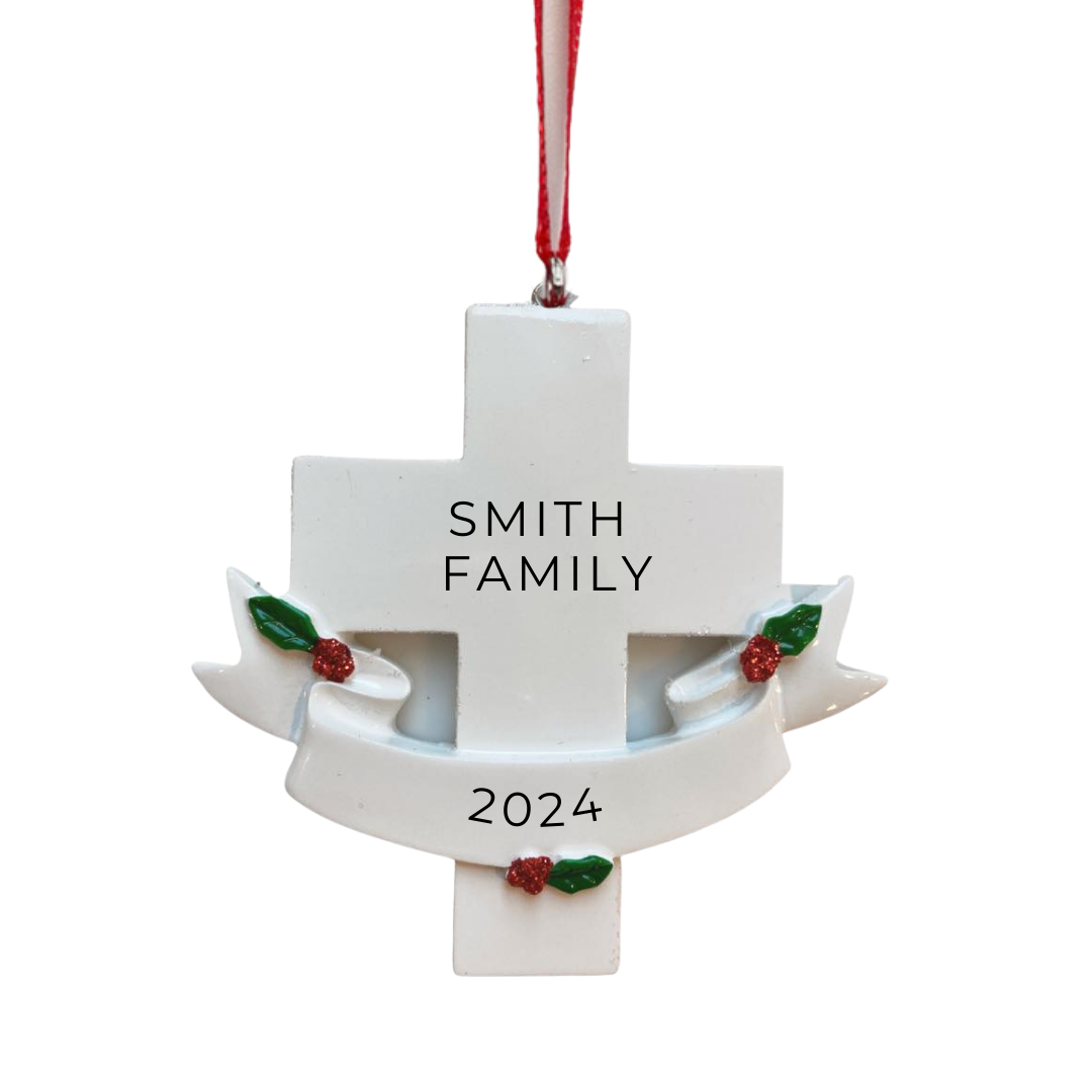 Personalized Cross Ornament - Custom Holiday Gift