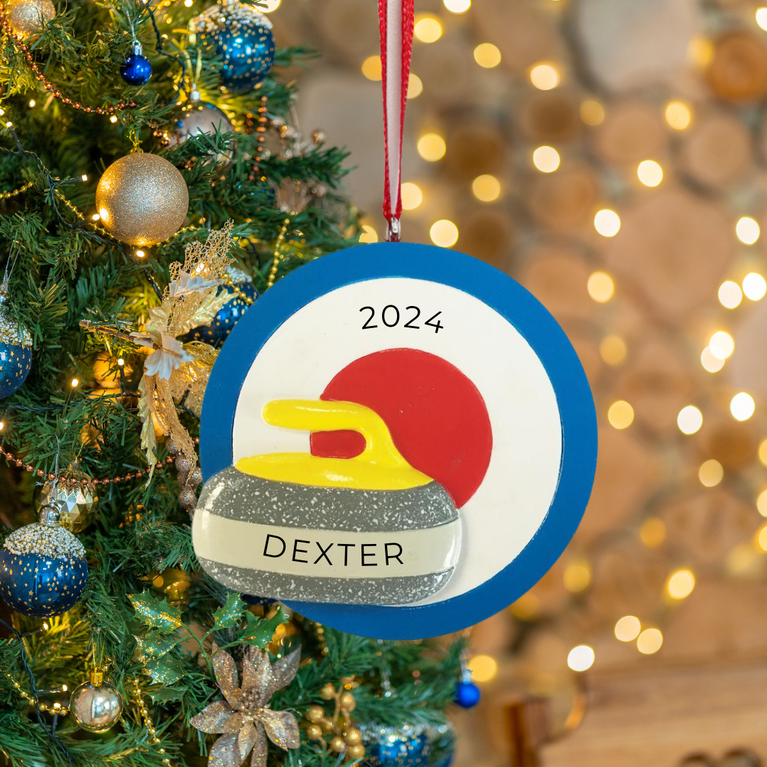 Personalized Curling Ornament - Custom Holiday Gift