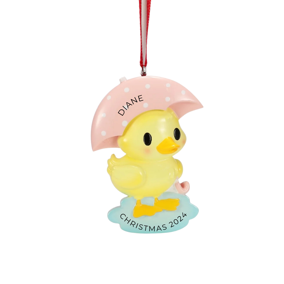 Personalized Cutesy Duck (Pink & Blue) Ornament - Custom Holiday Gift