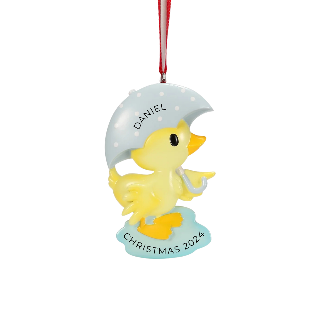 Personalized Cutesy Duck (Pink & Blue) Ornament - Custom Holiday Gift