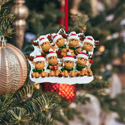 Personalized Cutesy Moose Family of 8 Ornament - Custom Holiday Gift