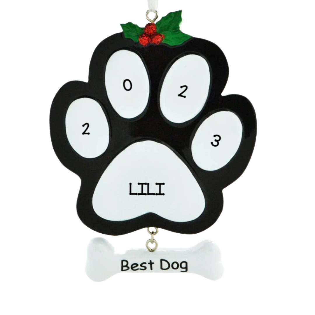 Best Dog Paw - Black Ornament