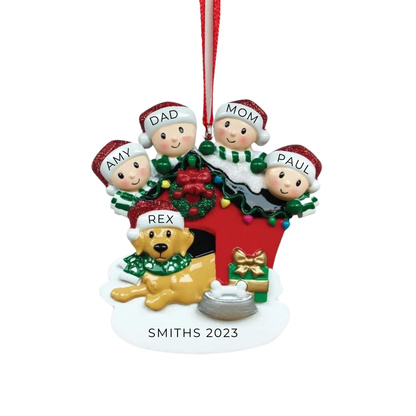 Personalized Doghouse Family of 4 Ornament - Custom Holiday Gift