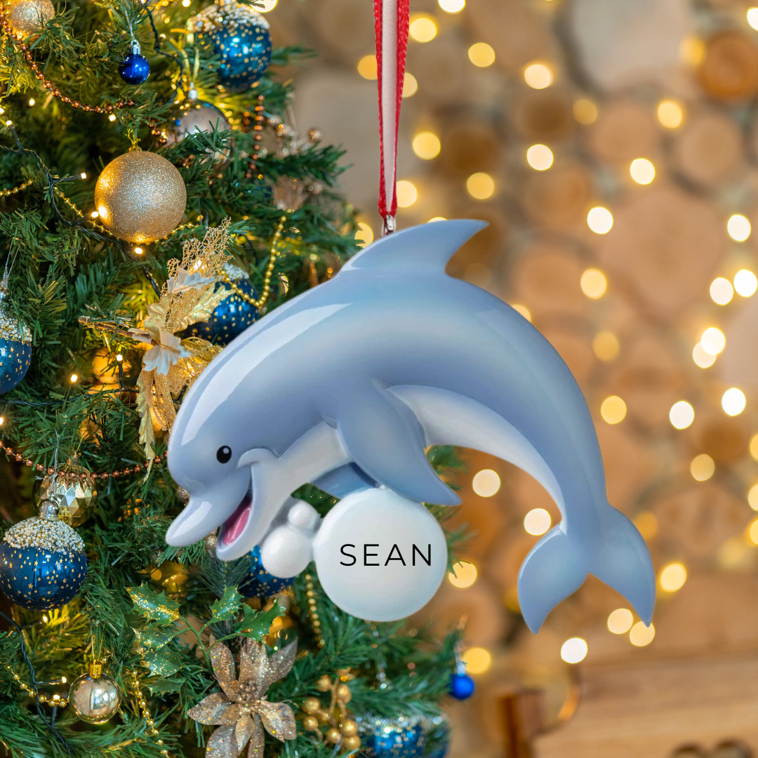 Personalized Dolphin Ornament - Custom Holiday Gift