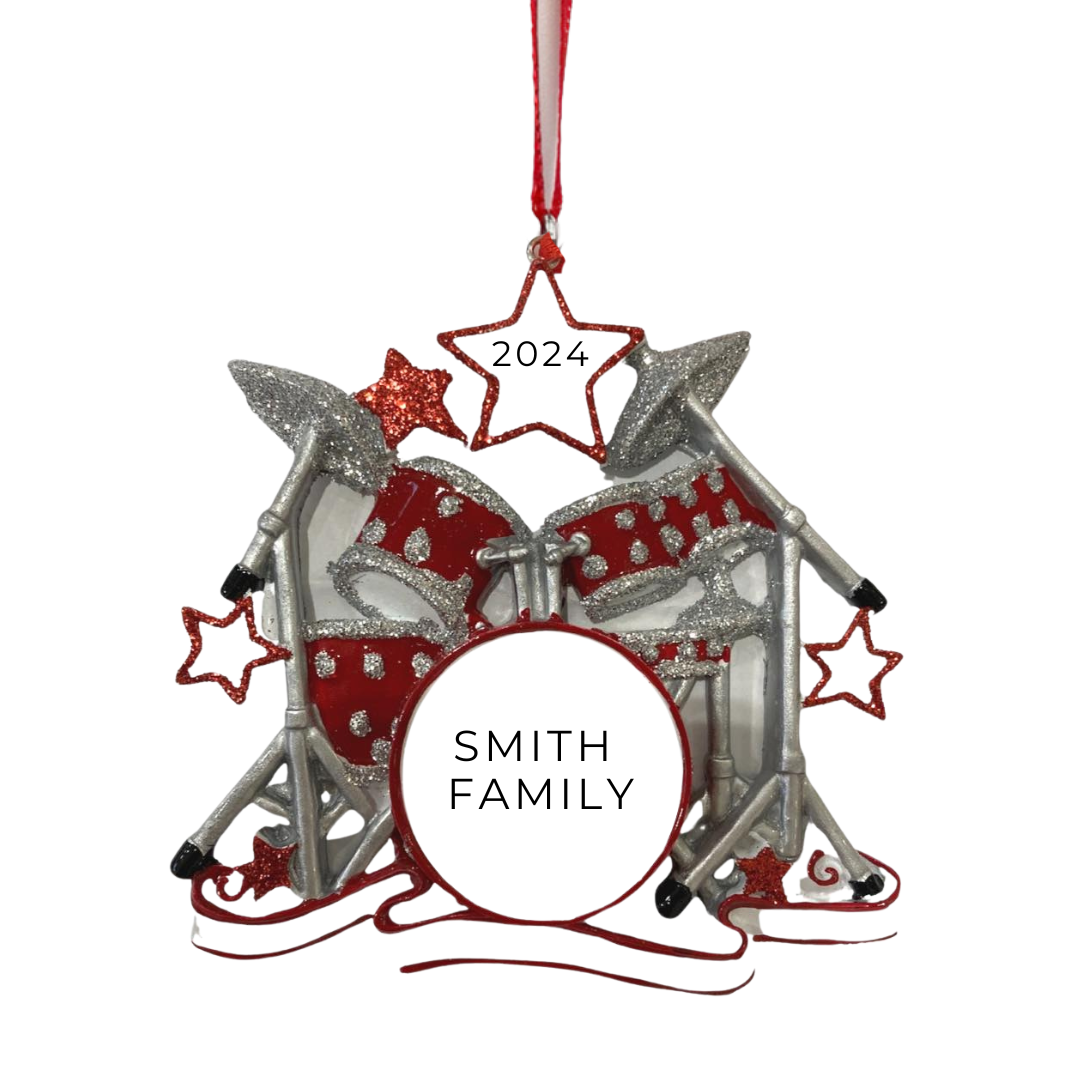 Personalized Drum Set Ornament - Custom Holiday Gift