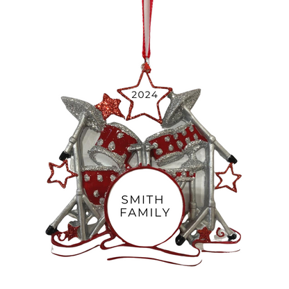 Personalized Drum Set Ornament - Custom Holiday Gift