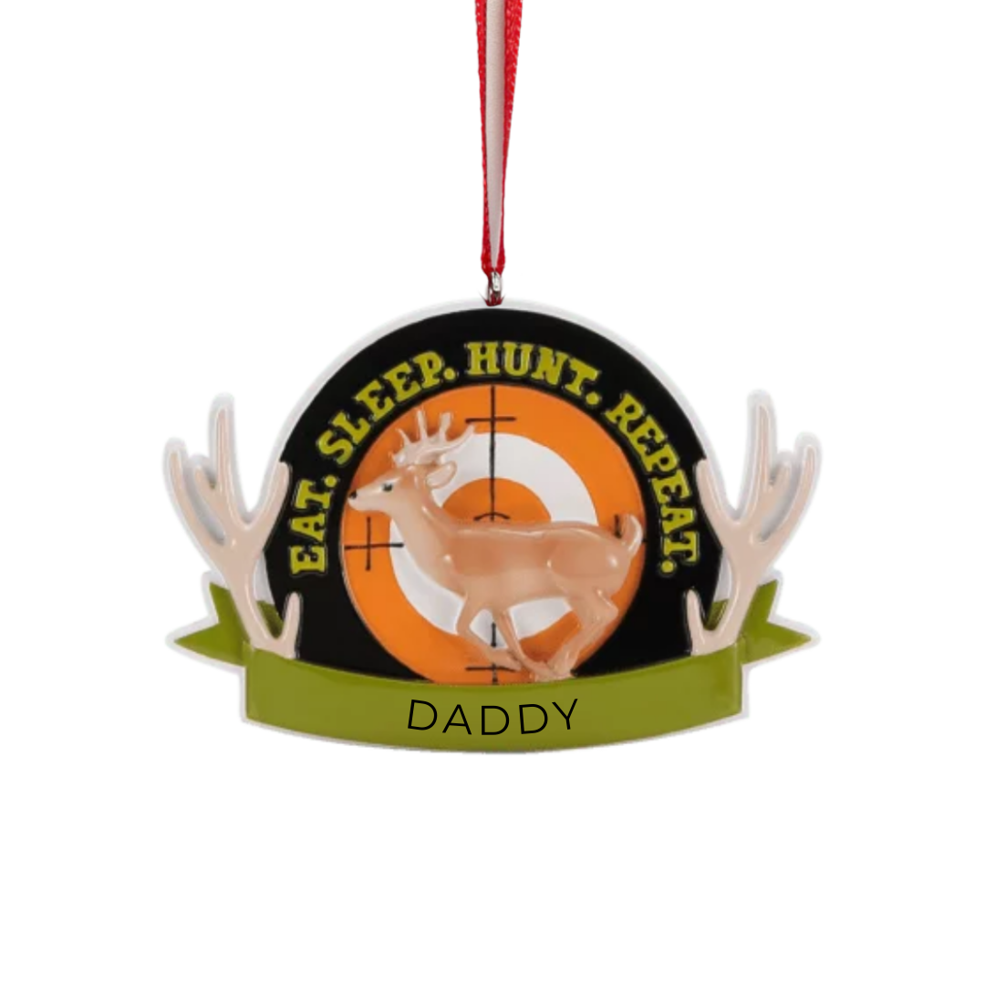 Personalized Eat Sleep Hunt Ornament - Custom Holiday Gift