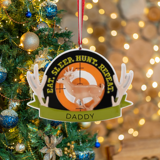 Personalized Eat Sleep Hunt Ornament - Custom Holiday Gift