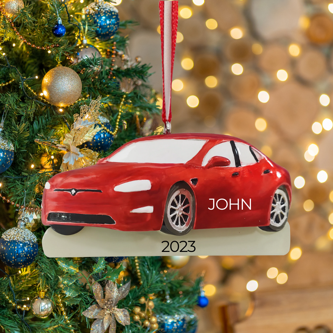 Personalized Electric Car Ornament - Custom Holiday Gift