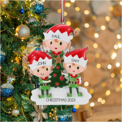 Elves Family of 3 Ornament