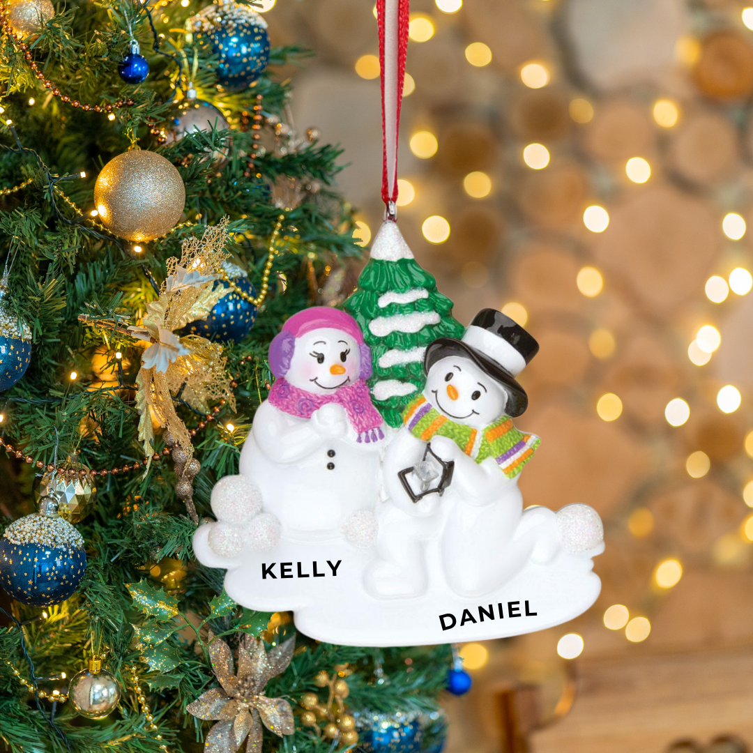 Personalized Engagement Snow Couple Ornament- Custom Holiday Gift